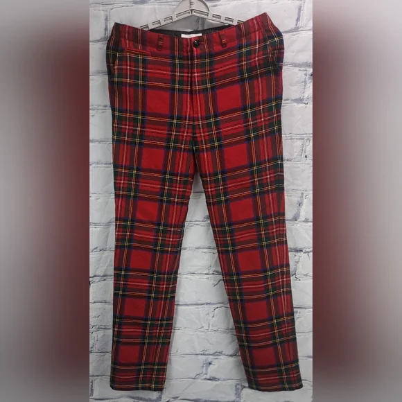 Burberry Children Boys Wool Dress Pants Red Tartan Plaid Winter Lined 14Y 29"W - Picture 2 of 16